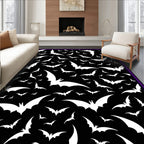 Spooky White Bat Flock Night Rug