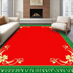 Red Gold Floral Border Frame Rug