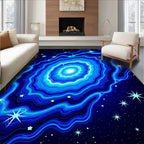 Radiant Blue Nebula Starry Night Rug