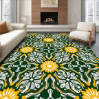 Emerald Green Yellow Floral Medallion Rug