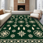 Green Snowflake Tree Star Medallion Rug