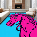 Vibrant Pink Horse Graphic Rug