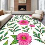 Vibrant Pink Daisy Botanical Cluster Rug