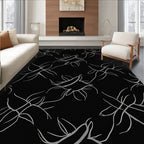 Black White Organic Petal Swirl Rug