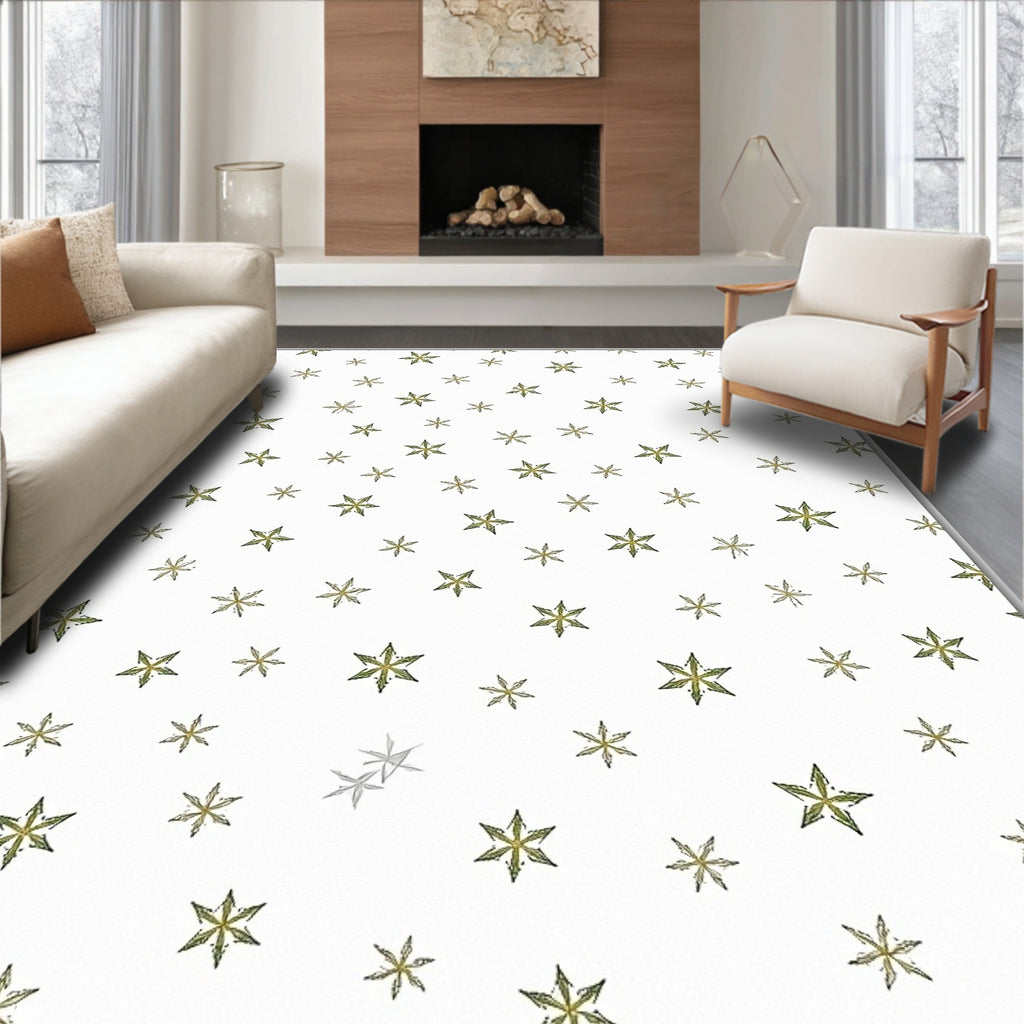 Scattered Golden Starburst White Ground Rug