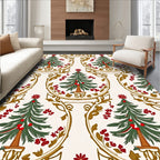 Vintage Red Green Christmas Tree Frame Rug