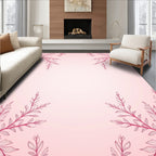 Delicate Pink Floral Branch Frame Rug