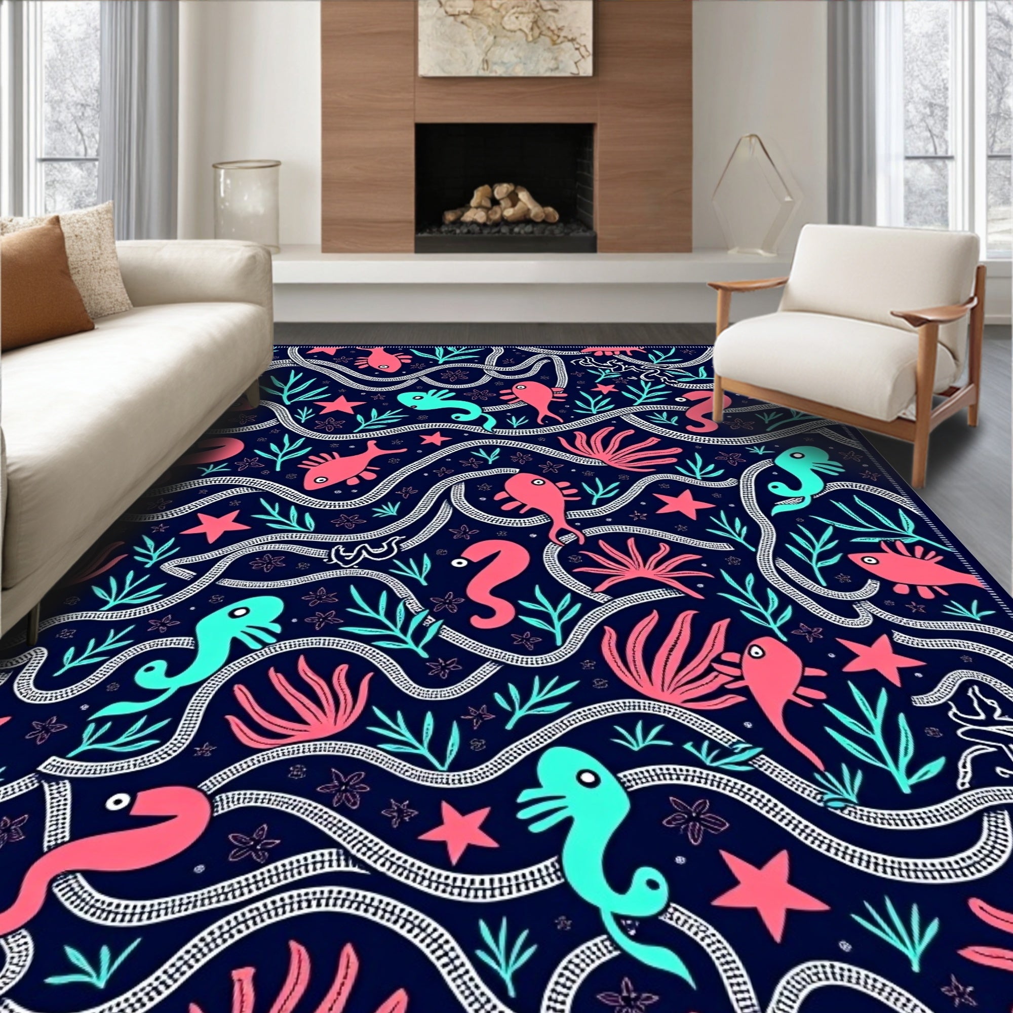 Marine Life Coral Sea Creatures Rug