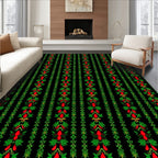 Crimson Amber Green Vertical Stripes Rug