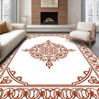 Ornate Brown Centerpiece Border Rug