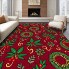 Deep Red Holly Berry Wreath Rug