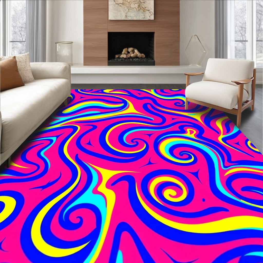 Vibrant Pink Swirls Abstract Rug
