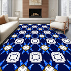 Bold Blue White Geometric Star Rug