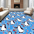 Whimsical Penguin Winter Wonderland Rug