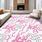 Pink Whimsical Script Starburst Rug