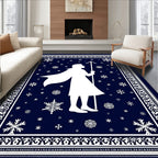 Deep Blue Snowfall Silhouette Rug