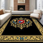 Gold Embossed Rooster Crest Emblem Rug