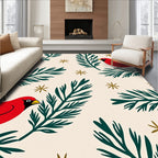 Red Cardinal Festive Branch Garland Rug
