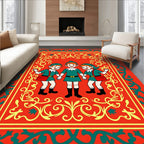 Whimsical elves in vibrant green outfits Rug