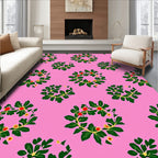 Pink Garden Wreath Red Berry Rug
