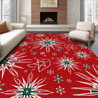 Festive Red White Green Starburst Rug