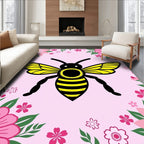 Happy Bee Floral Garden Pink Rug