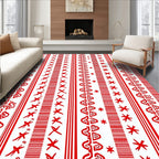 Crimson Tribal Stripe Geometric Rug