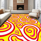 Vibrant Abstract Swirls Yellow Red Rug