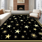 Golden Starry Night Celestial Graphic Rug