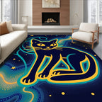 Cosmic Cat With Yellow Stars Rug