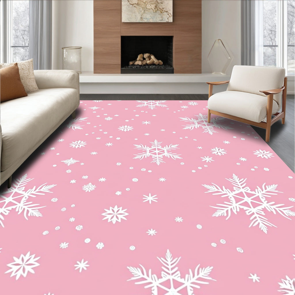Sweet Pink Snowflake Cluster Rug