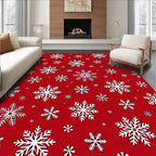 Festive Red Snowflake Collage Rug