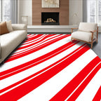 Bold Red Curved Stripe Rug