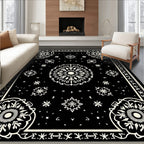 Black Ivory Central Mandala Ornament Rug