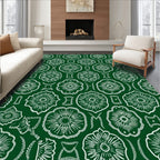 Emerald Green Floral Mandala Medallion Rug