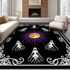 Mystical Moon Black White Creatures Rug