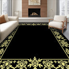 Golden Floral Vines Border Rug