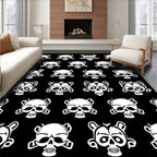 White Skulls Black Background Repeat Rug