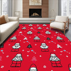 Festive Santa Claus Christmas Trees Rug