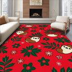 Festive Red Bear and Holly Garland Rug