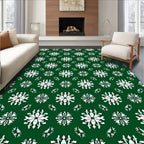 Emerald White Floral Medallion Tile Rug