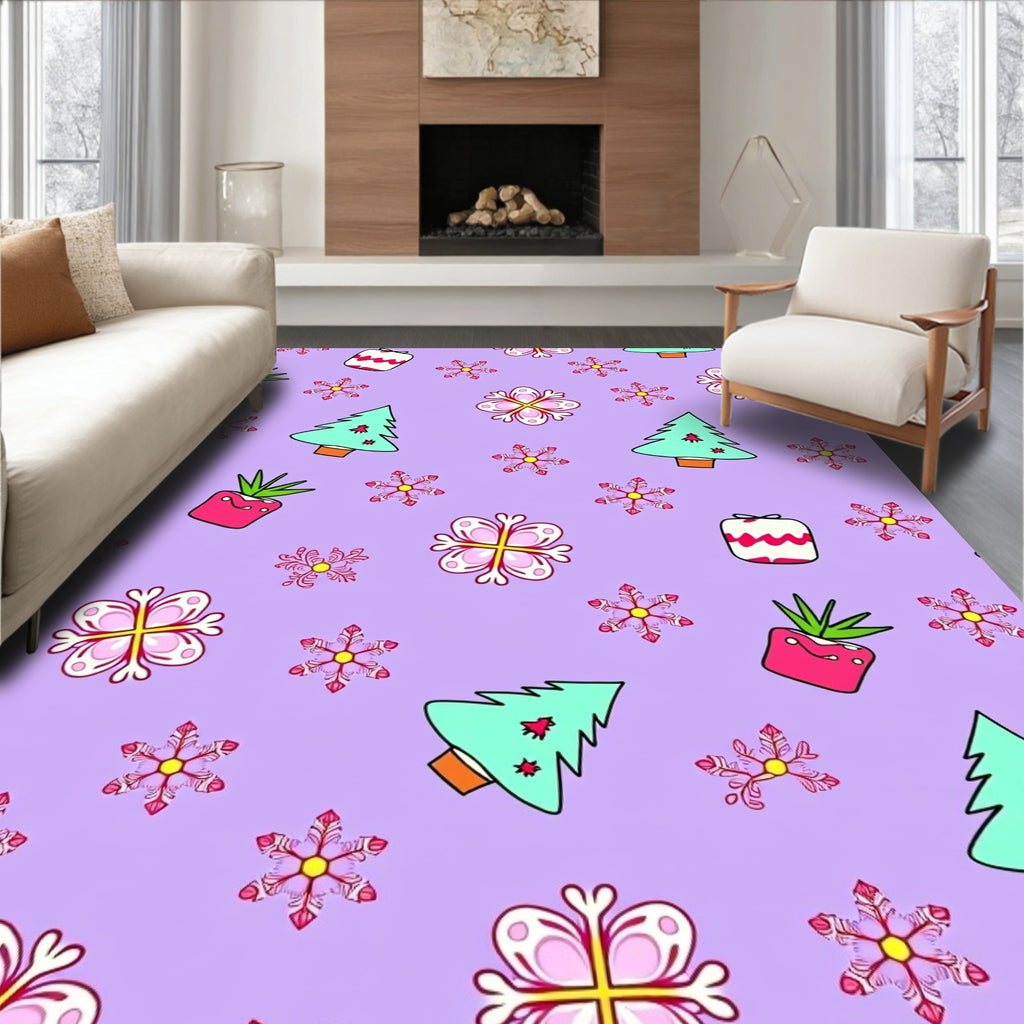 Whimsical Winter Holiday Elements Pastel Rug