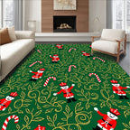 Festive Red Nutcracker Candy Cane Foliage Rug