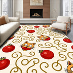 Christmas Cat Ornaments Swirls Rug