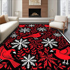 Bold Red Cardinal Snowflake Foliage Rug