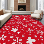 Radiant Red Snowflake Holiday Collage Rug