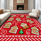 Cozy Gingerbread Houses Christmas Whimsy Rug