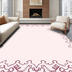 Ornate Burgundy Scrollwork Frame Rug
