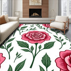 Whimsical Pink Roses Botanical Garden Rug