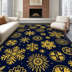 Golden Snowflakes Dark Navy Rug